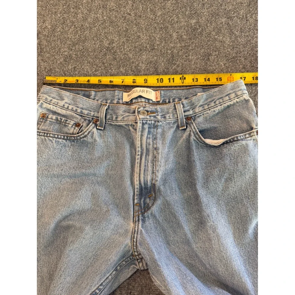 Levis 505 Regular Fit Jeans Light Wash Blue Mens 36x28 Straight Leg Denim